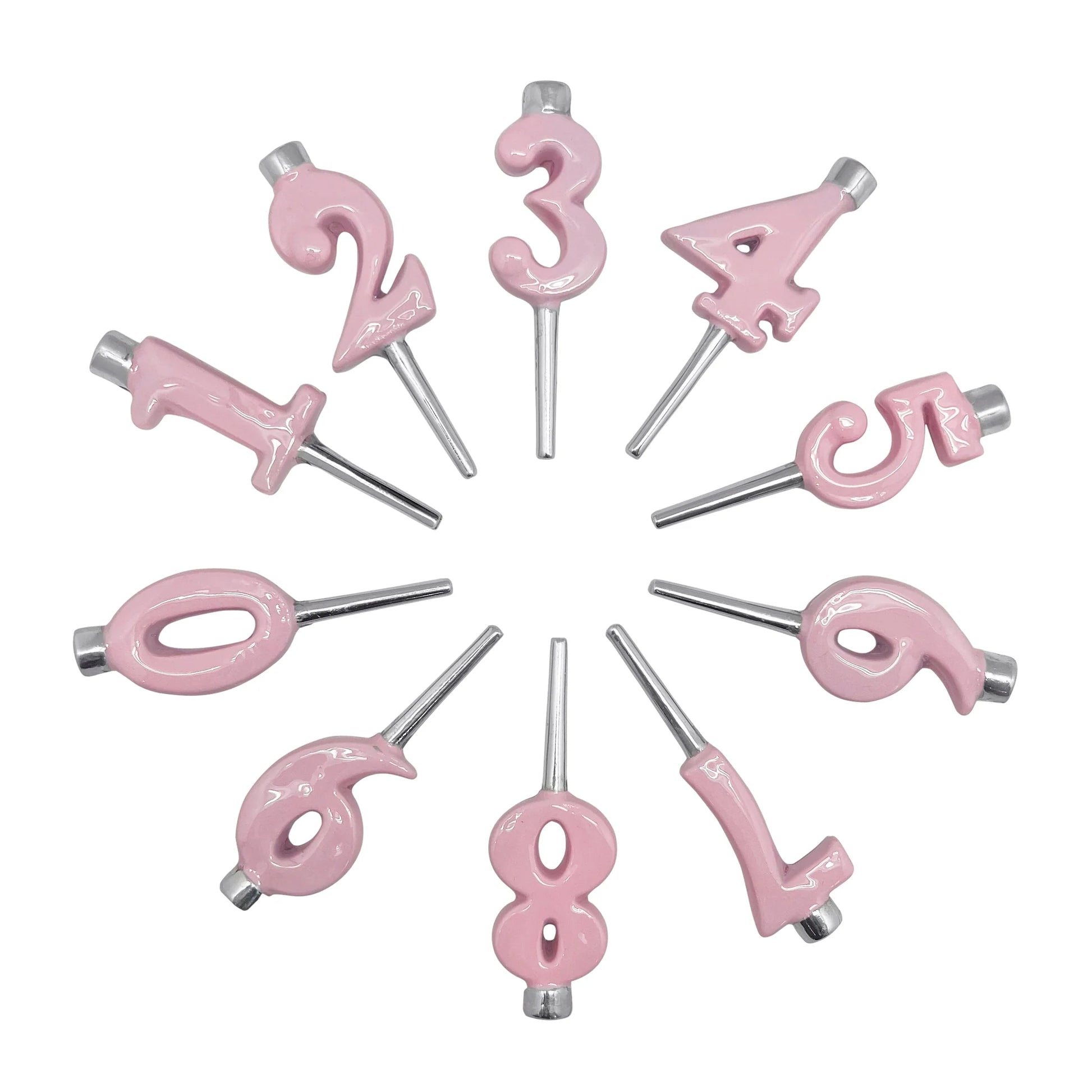 Pink Number Candle Holder Set