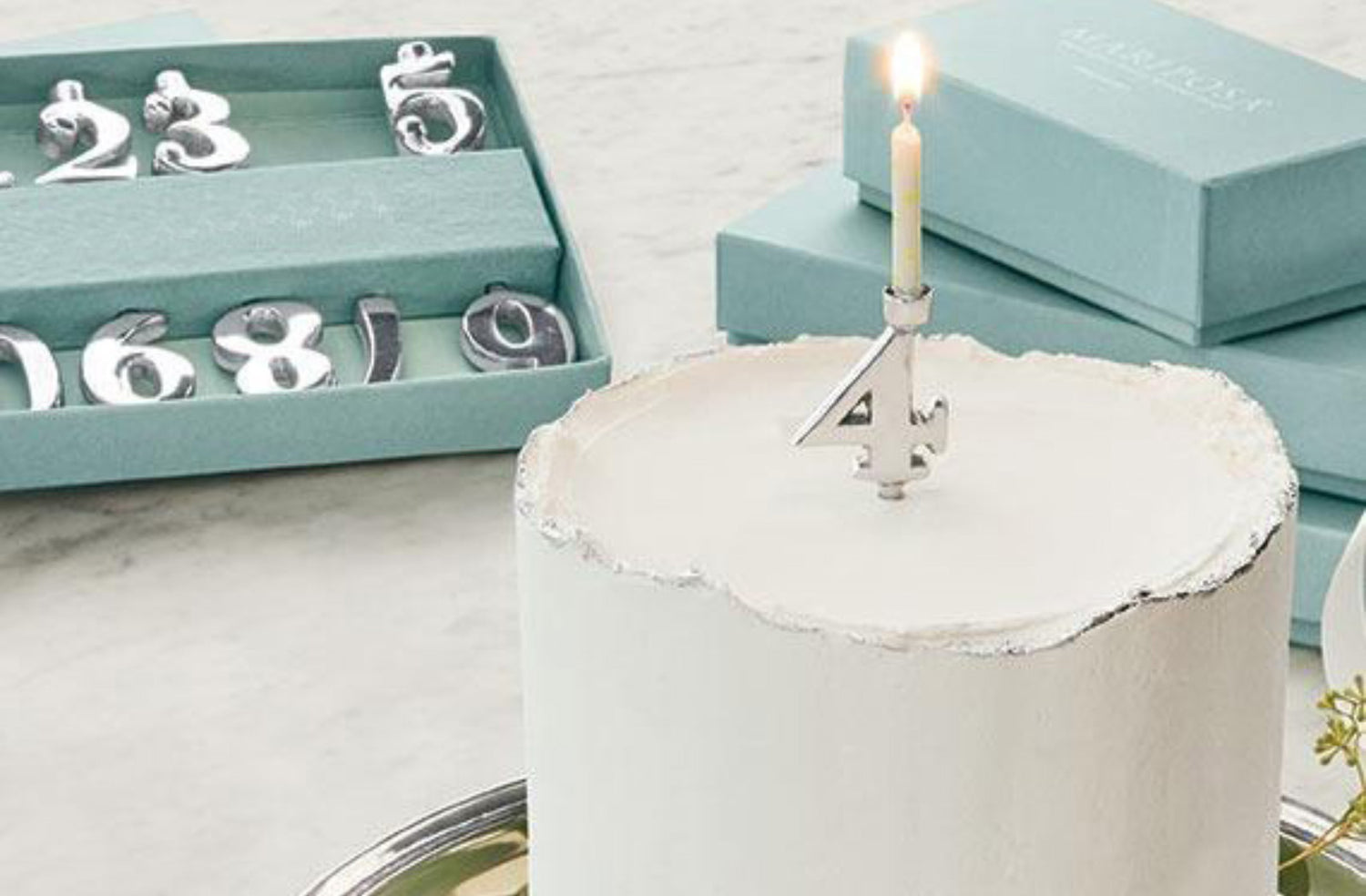 silver candle holders for cake