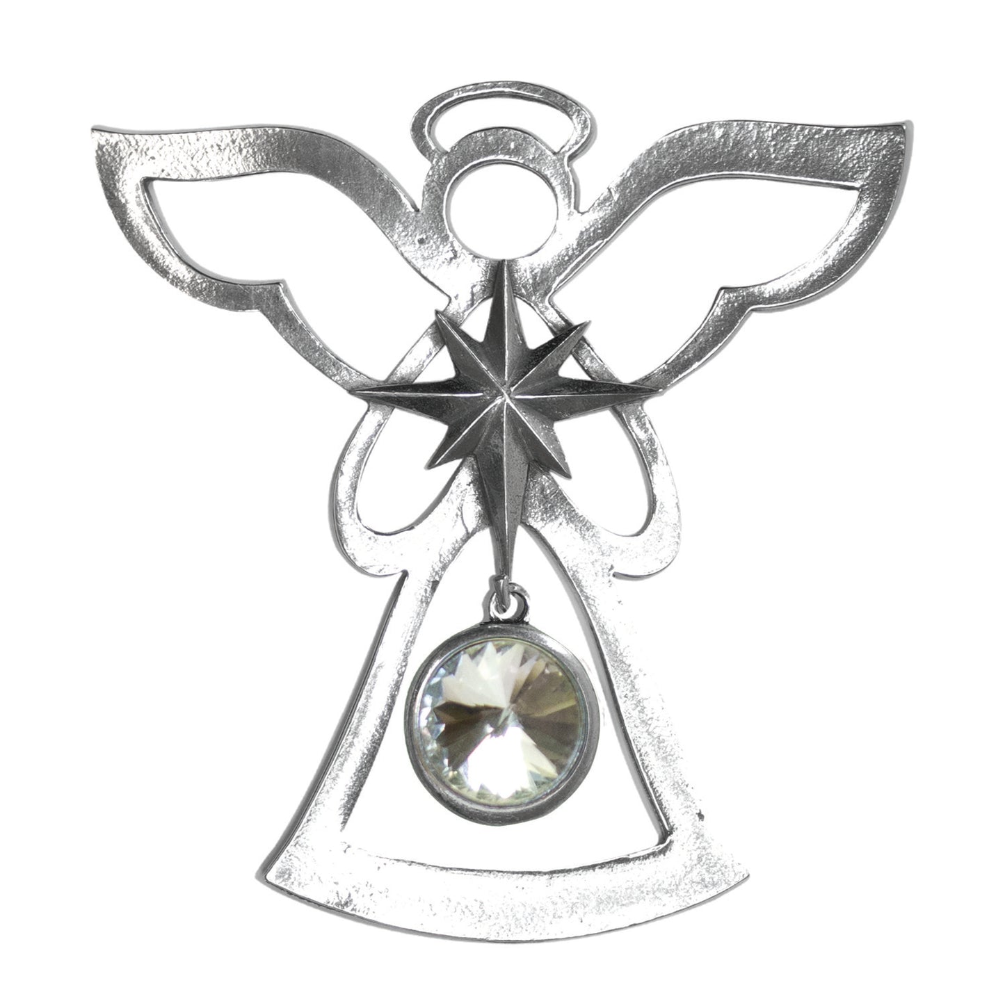 Silver Angel Ornament - April Birthstone