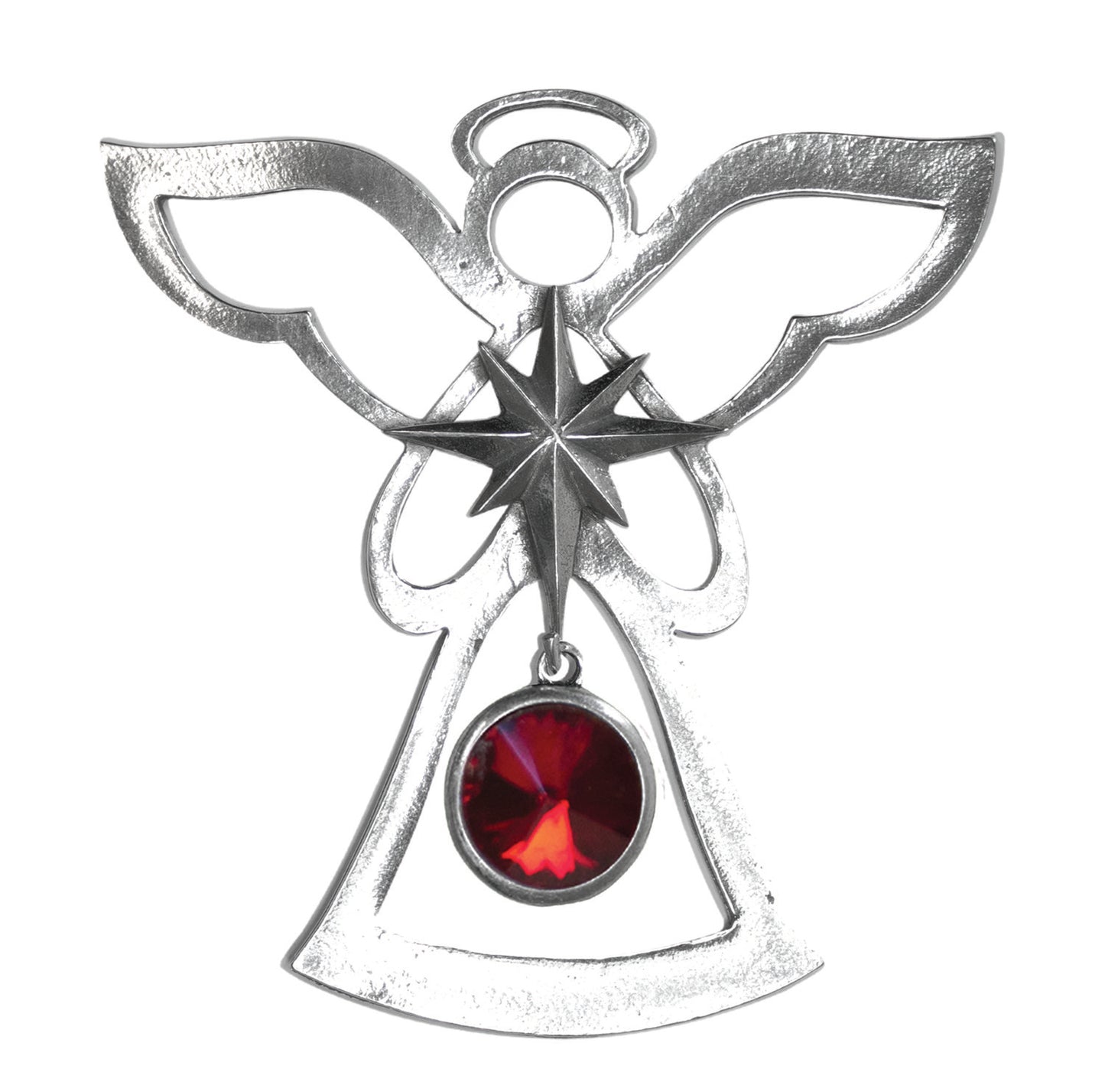 January Birthstone Silver Angel Ornament