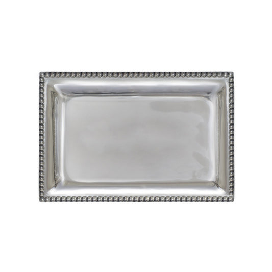 Beaded Silver Vanity Tray Engravable 1
