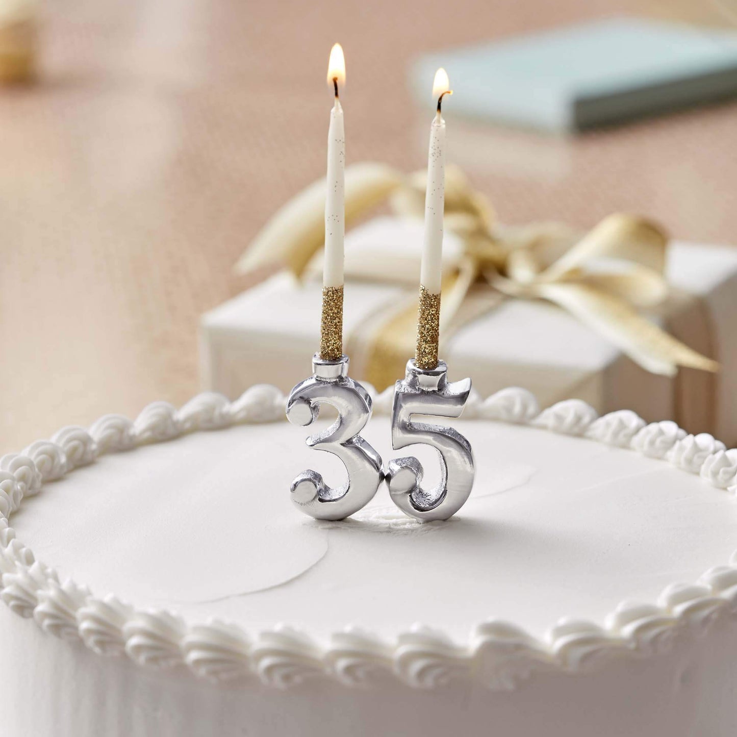 3 and 5 Silver Number Candle Holder Set (For Cake)