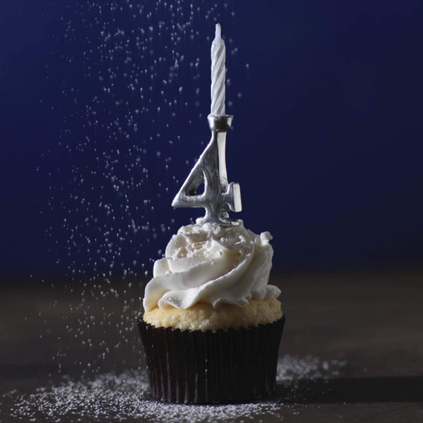 number 4 Silver Number Candle Holder Set (For Cake)