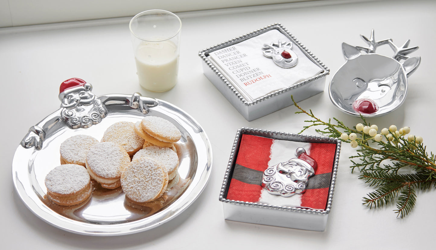 Silver Round Santa Cookie Platter