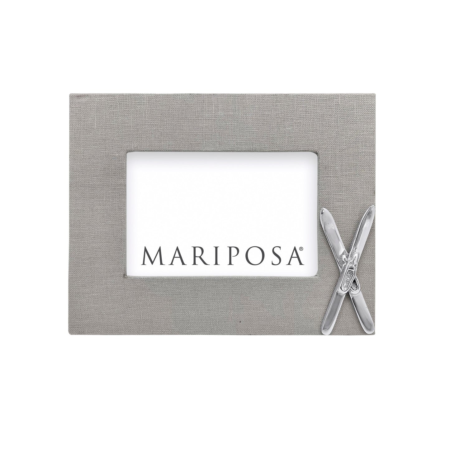 Grey Linen 4x6 Picture Frame with Silver Skis