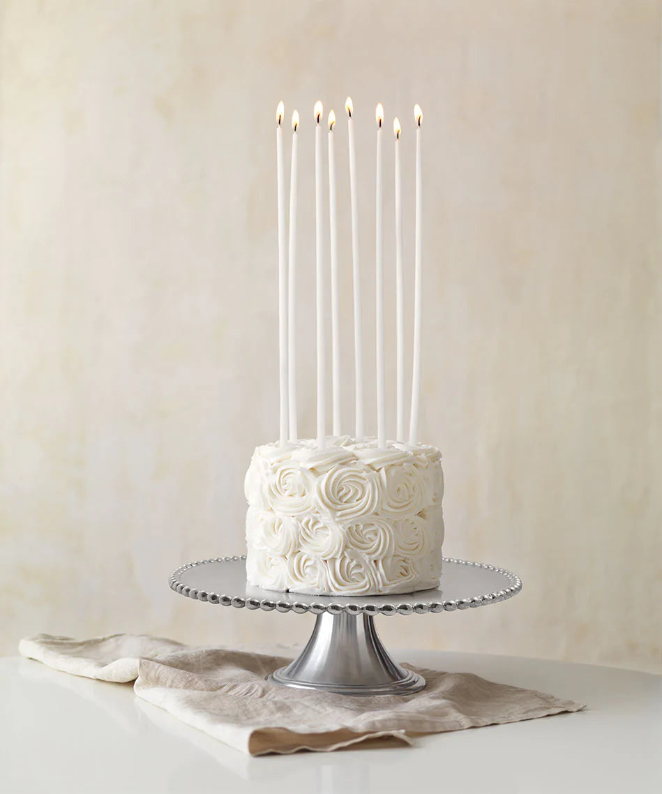 Silver Pearled Cake Stand with candles