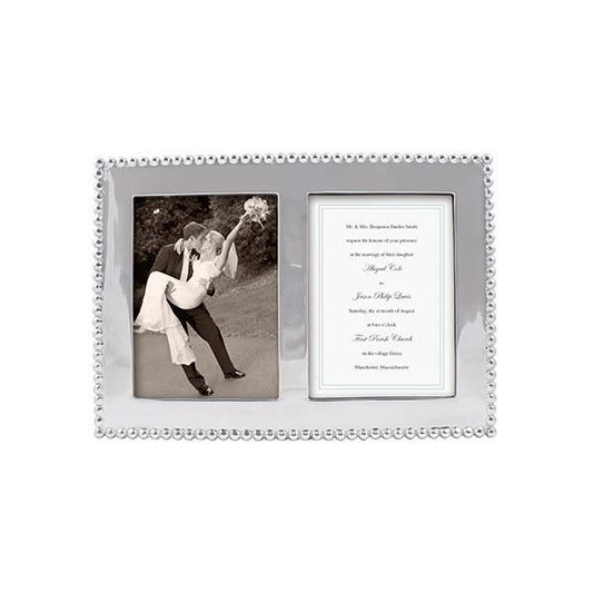 Wedding Picture Frame - Silver Pearled 5x7 Double Picture Frame