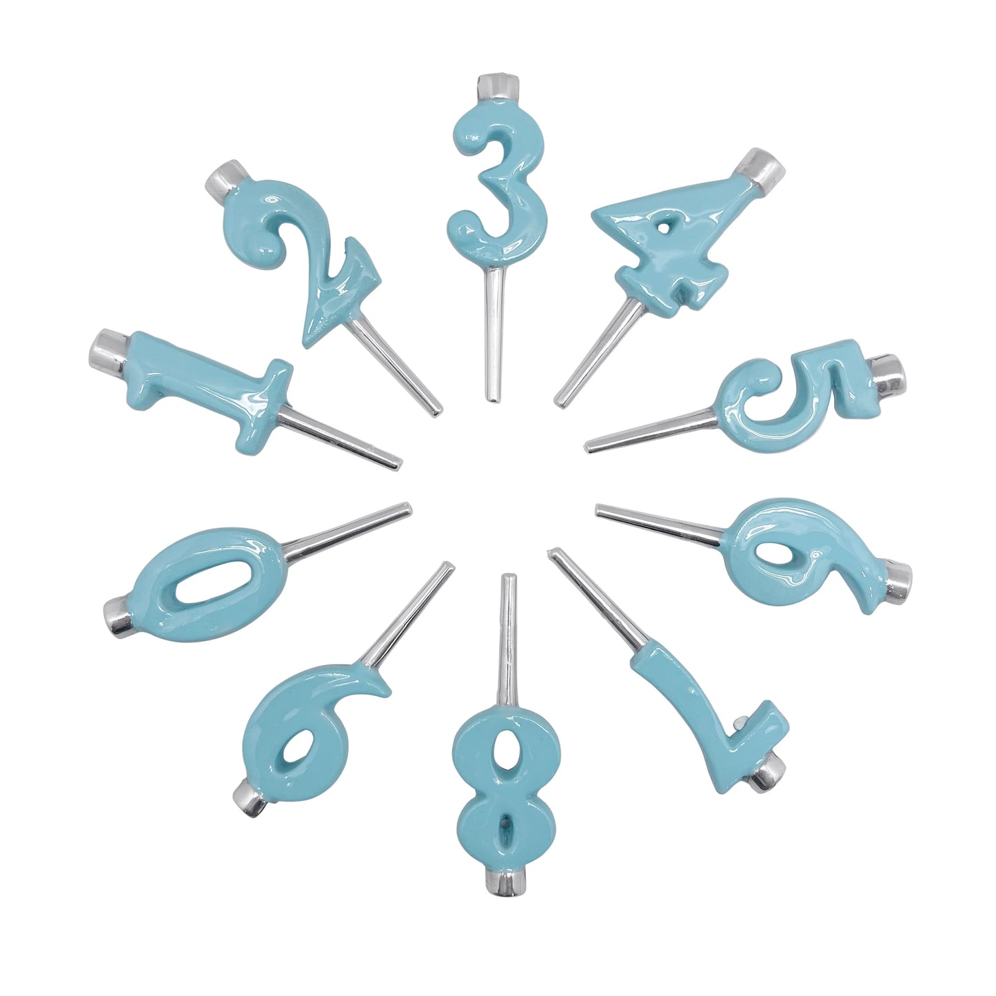 Blue Number Candle Holder Set