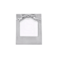 Silver picture frame with a bow design on a white background