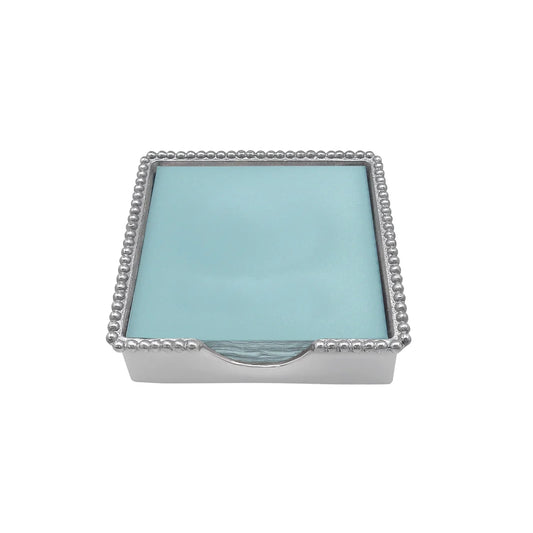 square silver napkin holder with 'beads'