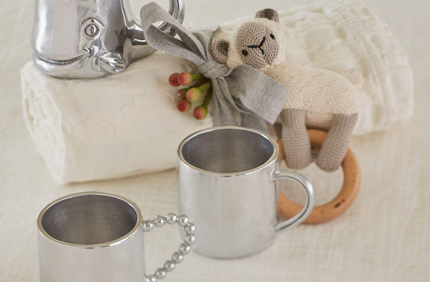 Silver Baby Cup and Rattle Gift Set - Templeton Silver