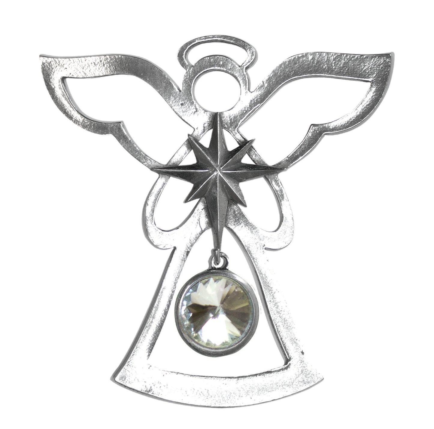 Silver Angel Ornament - April Birthstone