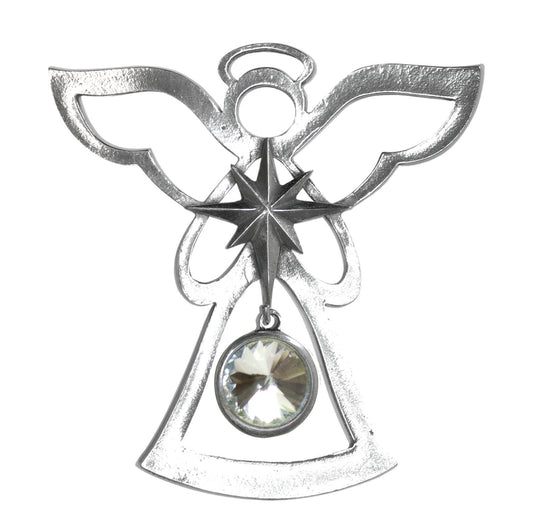 Silver Angel Ornament - April Birthstone