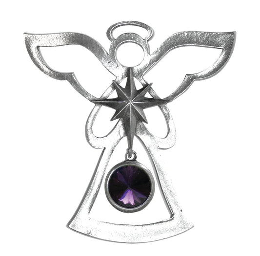 Silver Angel Ornament - February Birthstone