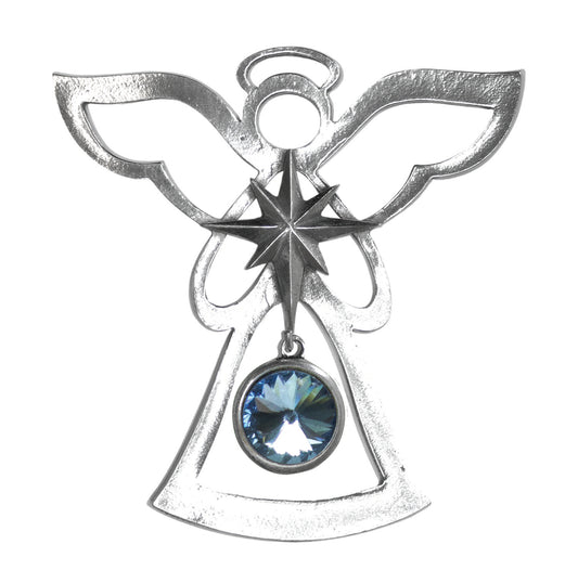 Silver Angel Ornament - March Birthstone