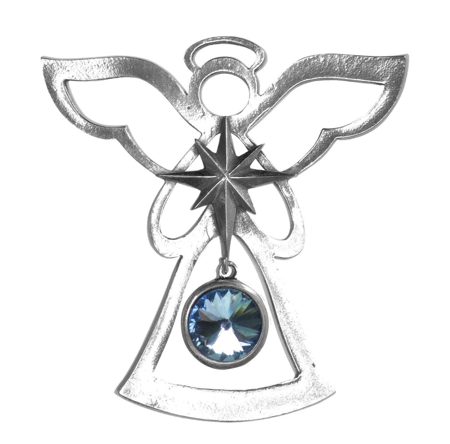 Silver Angel Ornament - March Birthstone