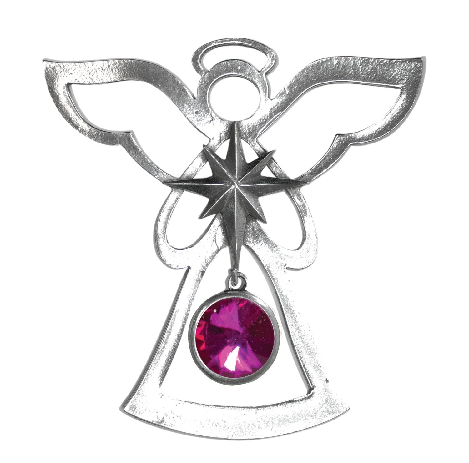Silver Angel Ornament - October Birthstone