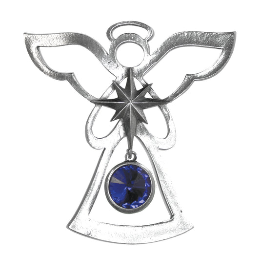 Silver Angel Ornament - September Birthstone