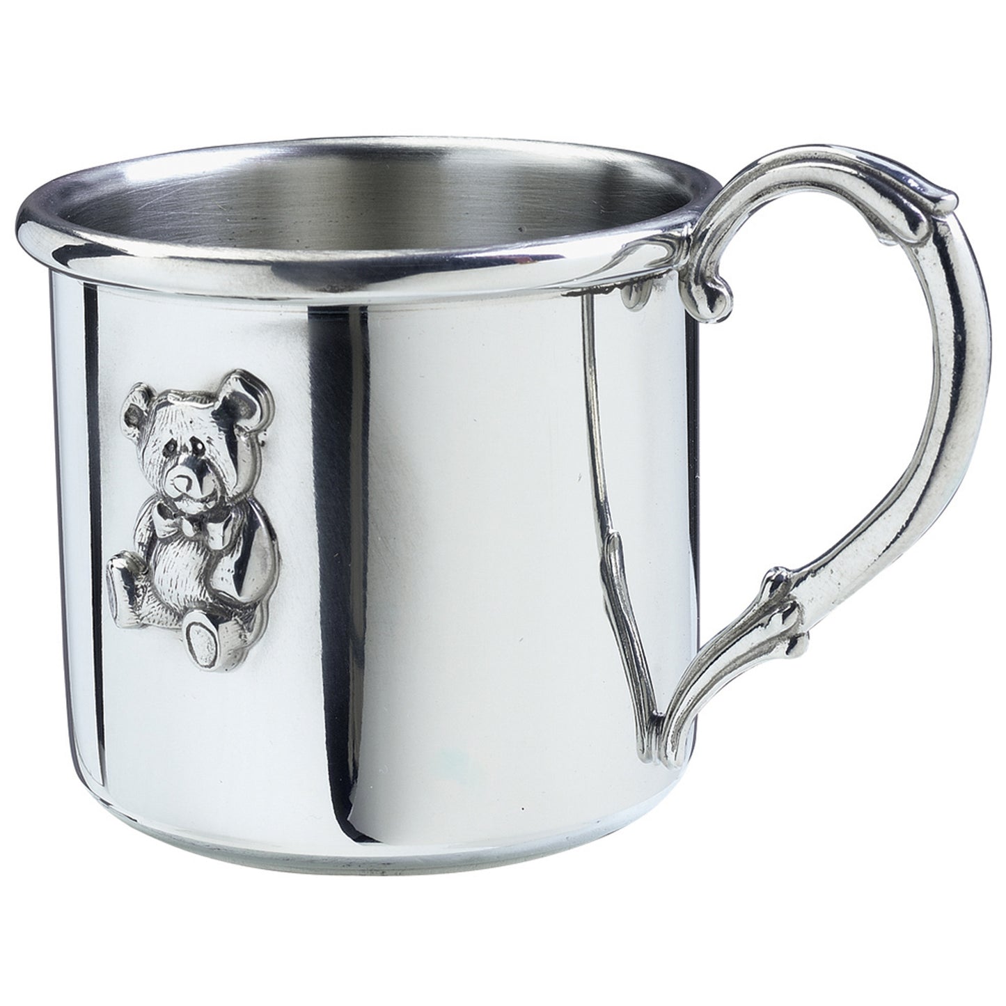 Silver Baby Cup with Teddy Bear other angle