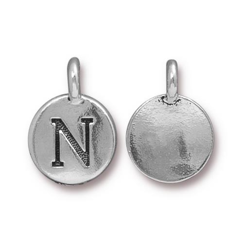 Silver Initial Charm - Letter N