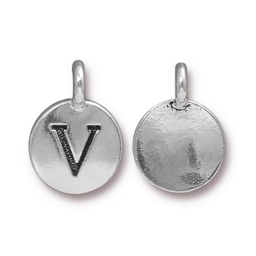Silver Initial Charm - Letter V