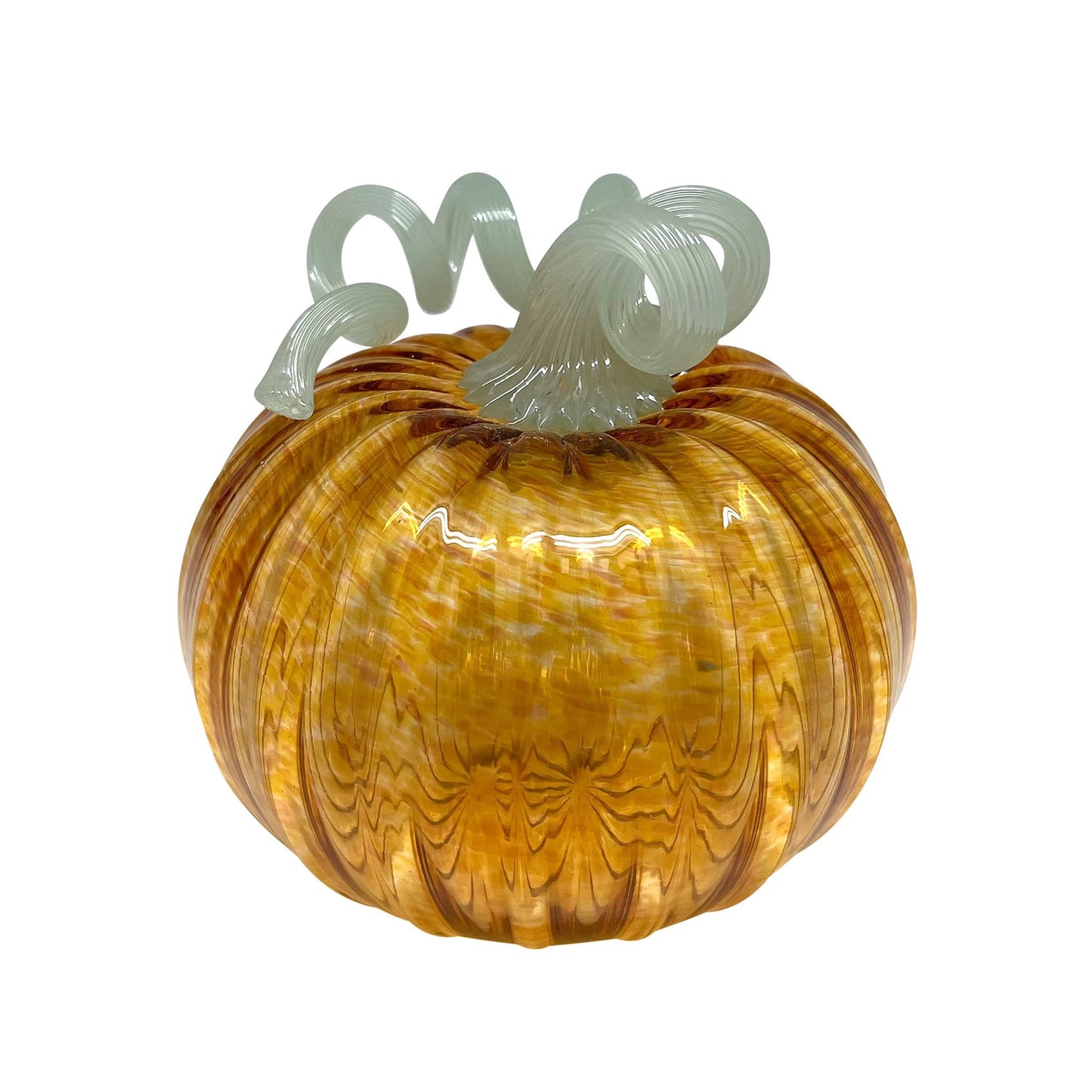 Amber Glass Pumpkin and Teal Stem