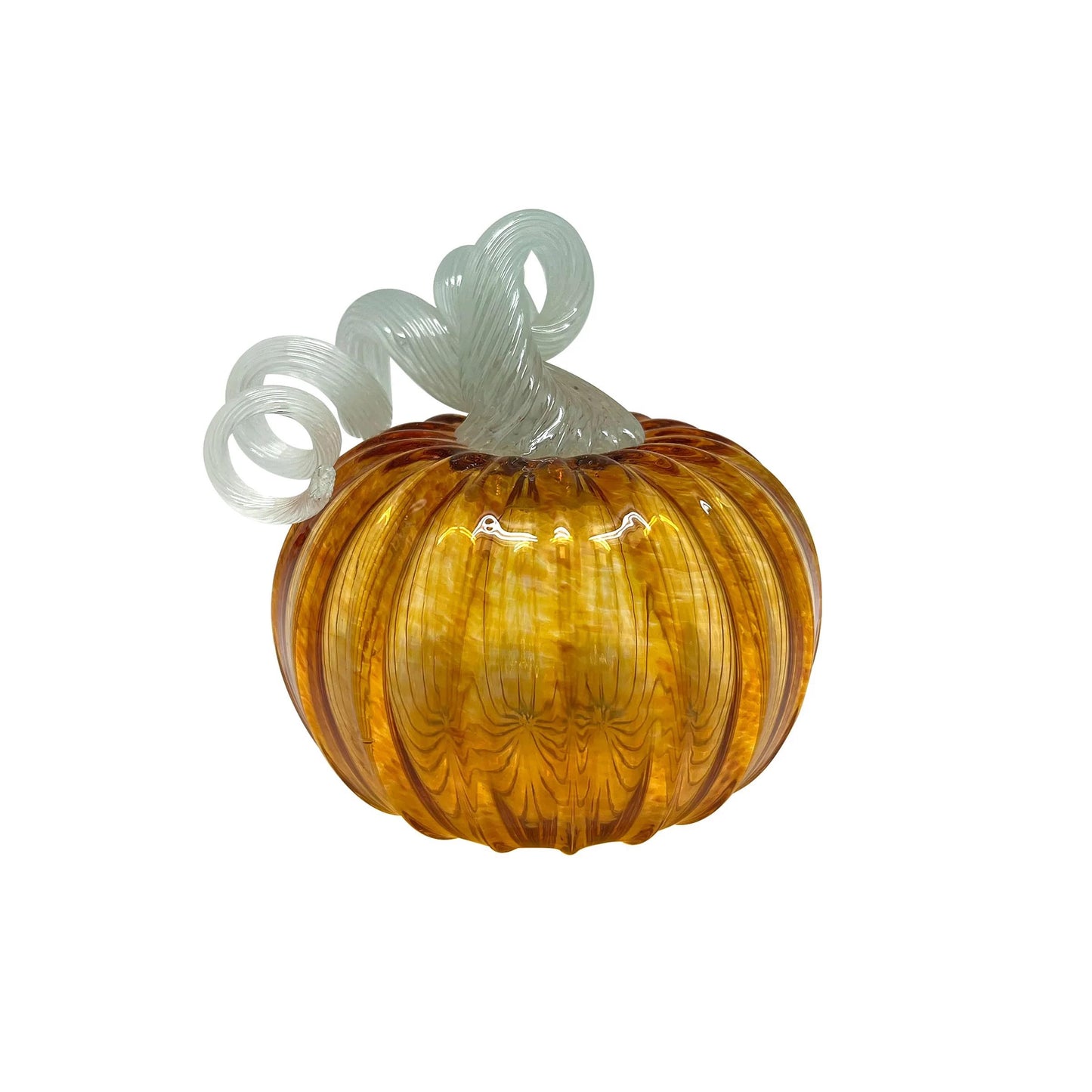 Amber Glass Pumpkin and Teal Stem