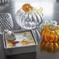 Amber Glass Pumpkin and Teal Stem