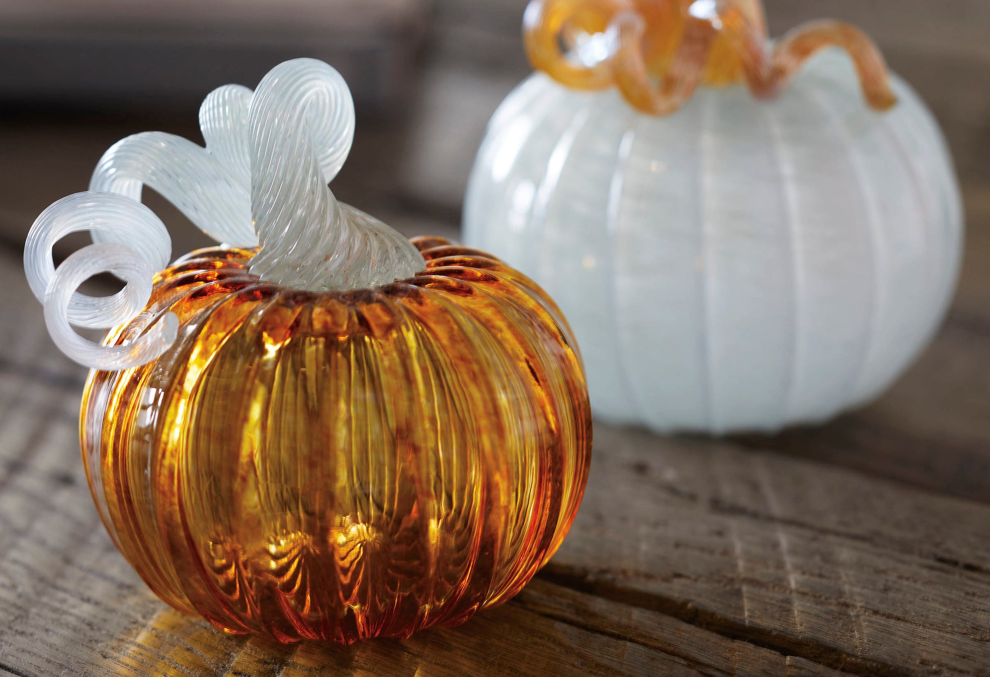 Teal Glass Pumpkin and Gold Stem