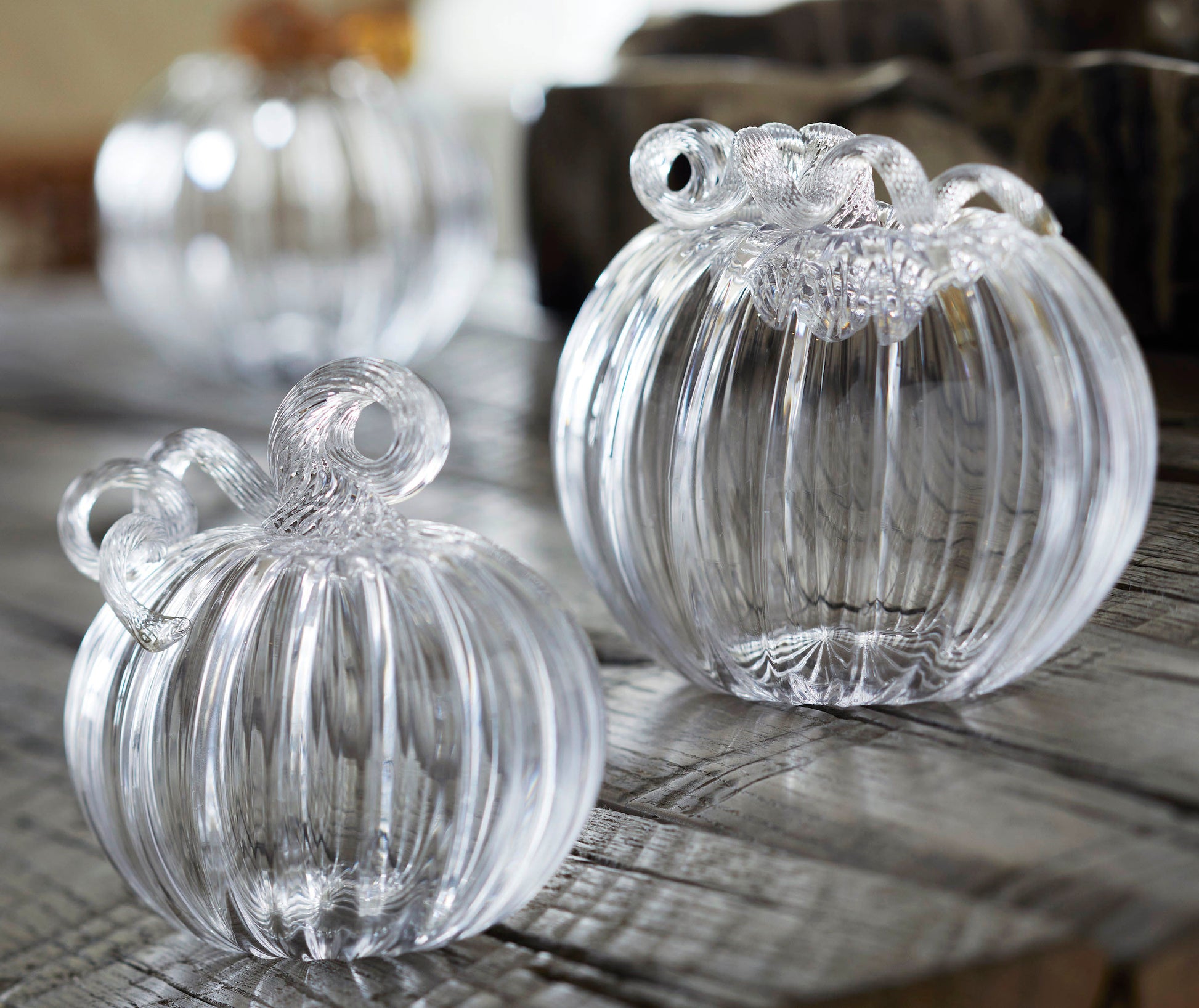 Clear Glass Pumpkin and Clear Stem