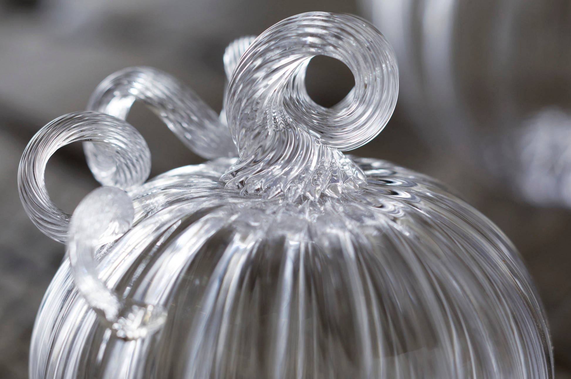 Clear Glass Pumpkin and Clear Stem