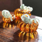 Amber Glass Pumpkin and Teal Stem