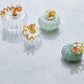 Teal Glass Pumpkin and Gold Stem