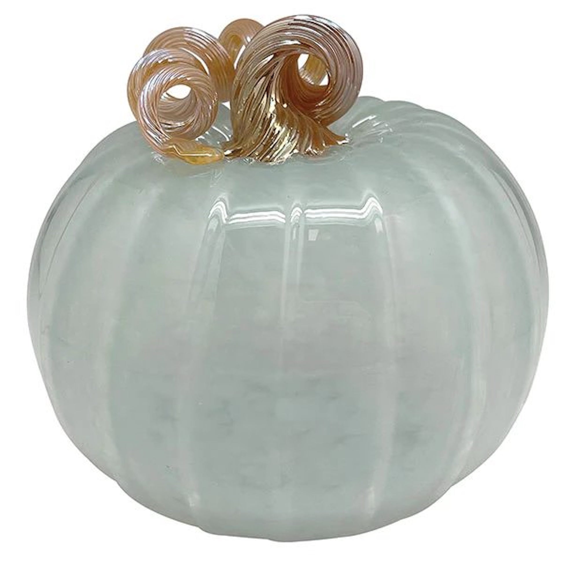 Teal Glass Pumpkin and Gold Stem