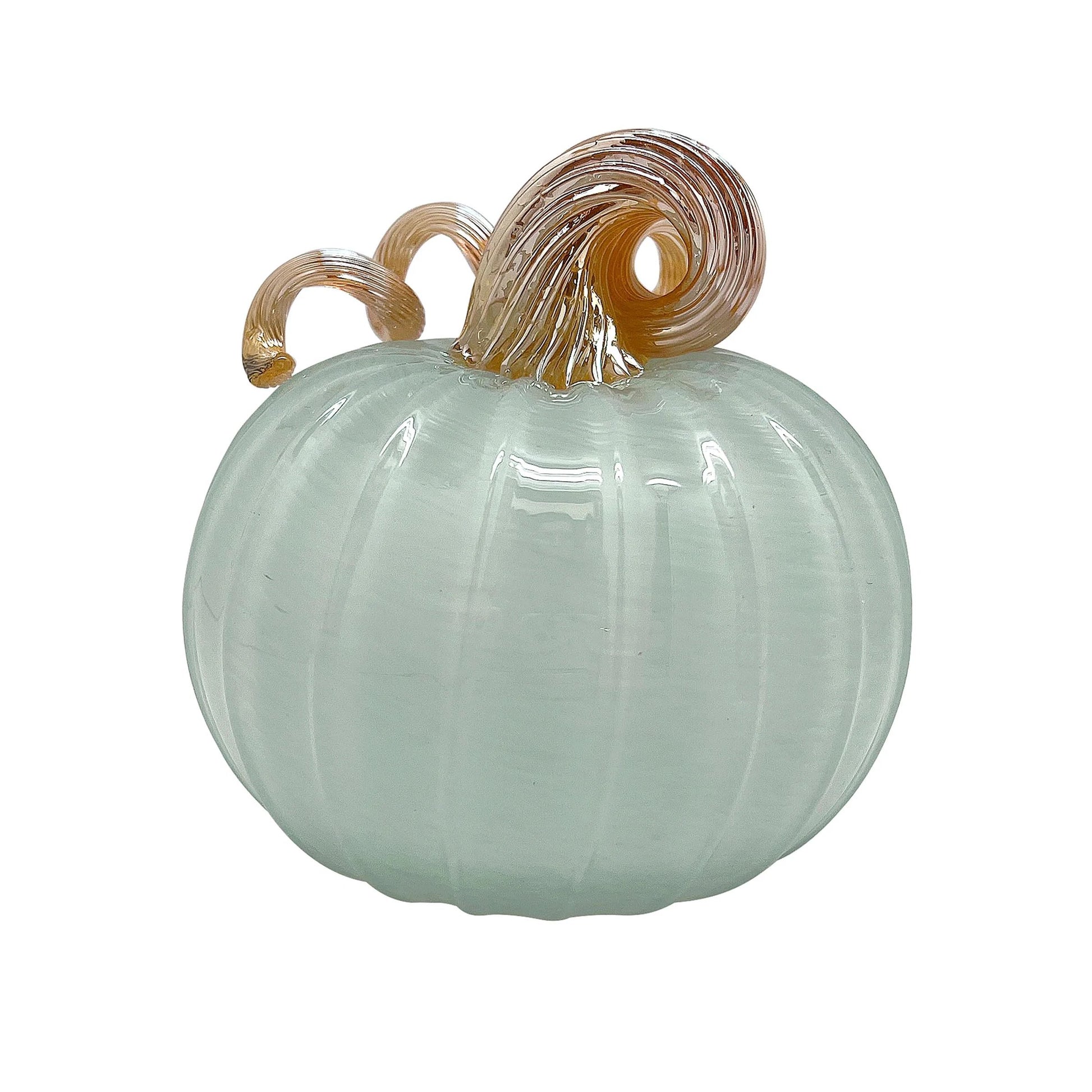 Teal Glass Pumpkin and Gold Stem