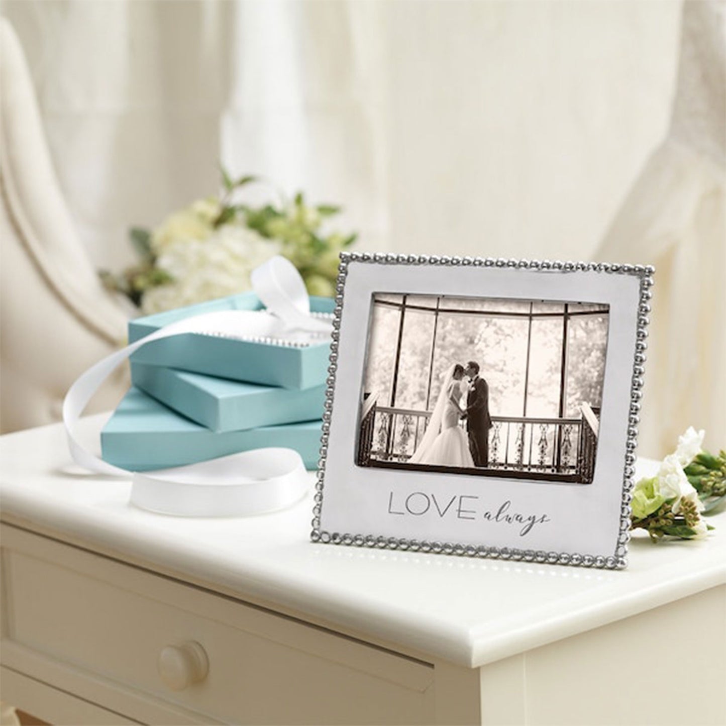 Love Always Beaded Silver Picture Frame