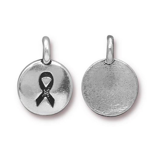 Silver Cancer Awareness Ribbon Charm
