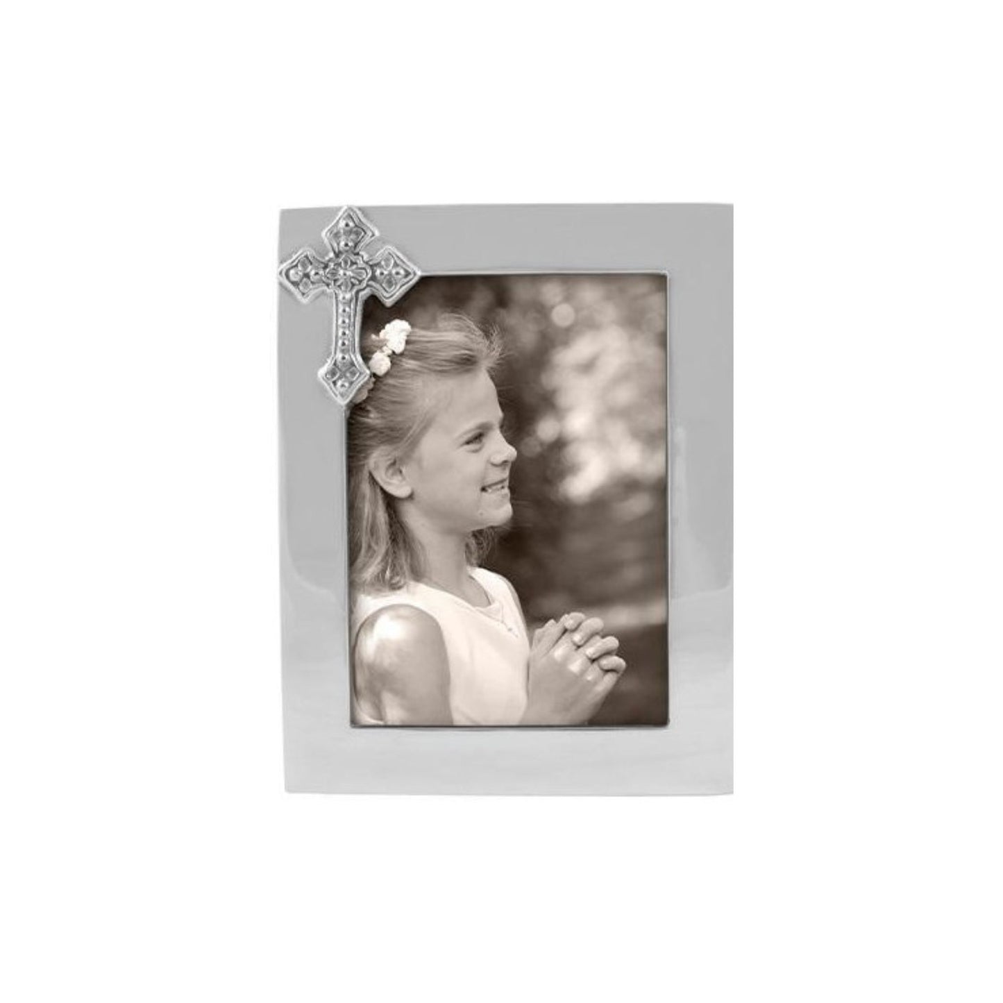 Silver 5x7 Cross Picture Frame