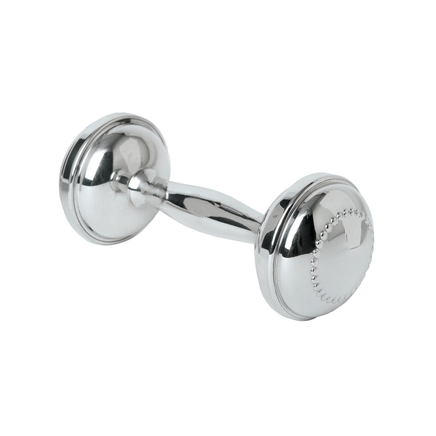 Silver Dumbbell Rattle with Beading