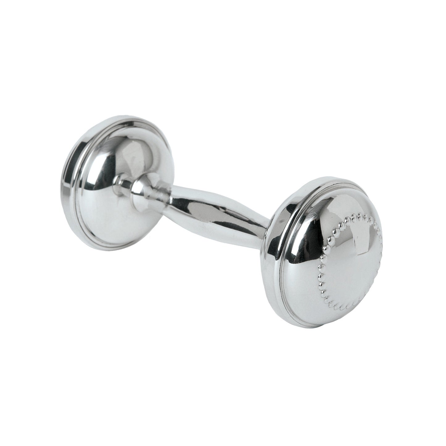 Sterling Silver Dumbbell Rattle with Beading