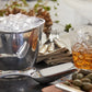 Silver Medium Oval Ice Bucket with cups of ice