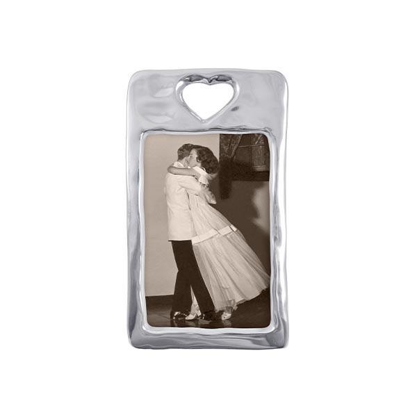 Silver Open Heart 4x6 Vertical Picture Frame