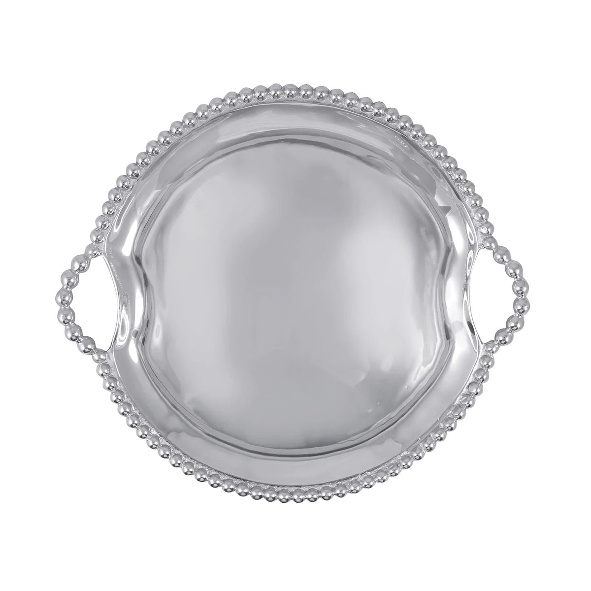 Silver Pearled Round Handle Tray