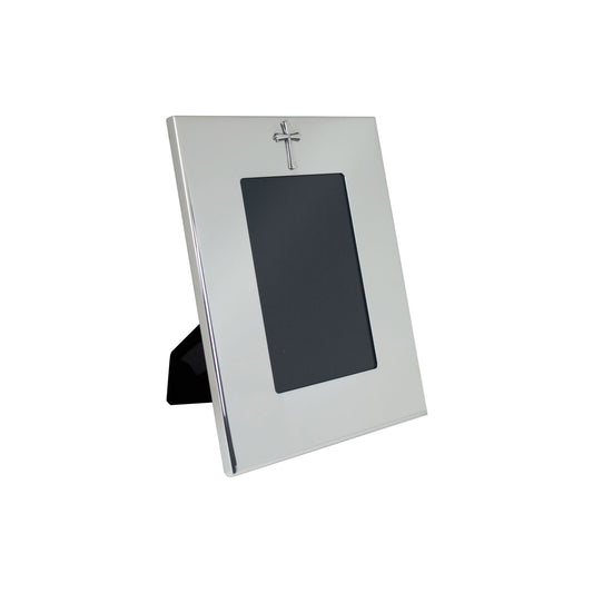 Silver Cross Picture Frame - Vertical - with option to engrave