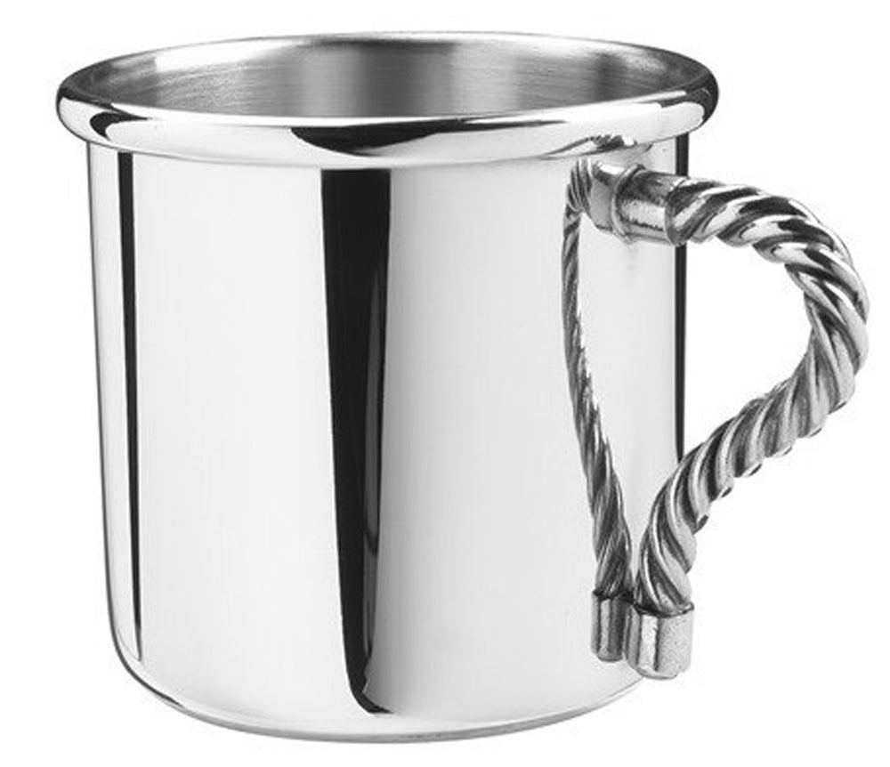 Silver Rope Handle Baby Cup and Porringer Gift Set
