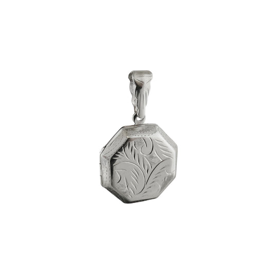 Sterling Silver Etched Octagon Locket