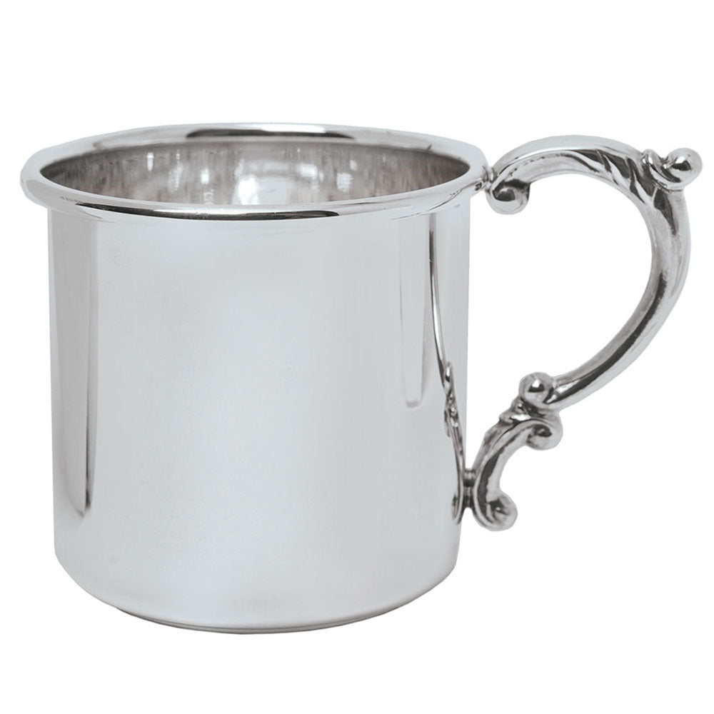 Sterling Silver Baby Cup with Scroll Handle